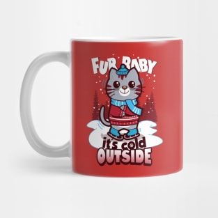 Funny Cute Original Christmas Fur Baby Cat Winter Meme Mug